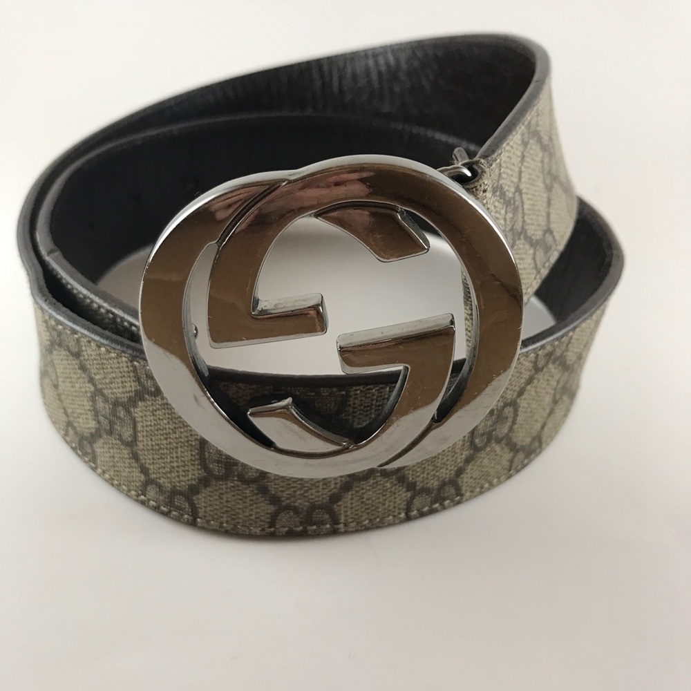 Auth brown Gucci belt interlocking GG monogram